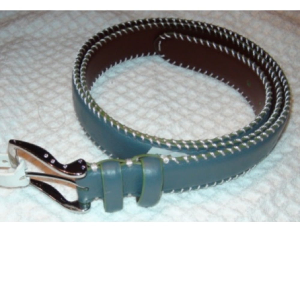 Robert Graham Griffith Suede Grey Whip Stitch Leather Belt